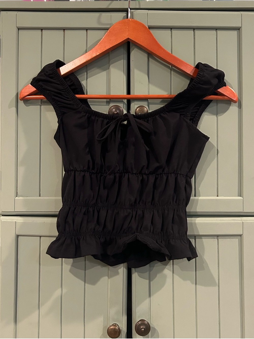 ASOS DESIGN milkmaid short sleeve top in black